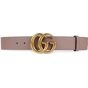 Leather belt with Double G buckle